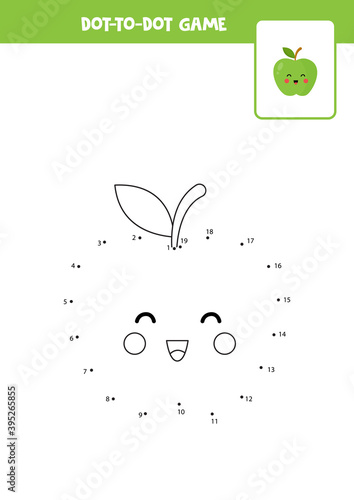 Connect the dots game with kawaii apple.