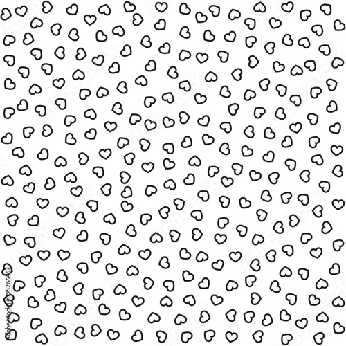 Black hearts on white background. Seamless vector romantic love valentine pattern. Repeat elements. For fabric, textile, design, cover, banner.