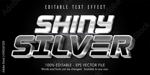 Shiny silver text, shiny silver style editable text effect