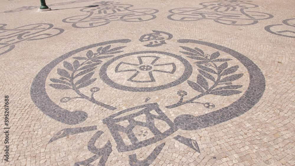 typical portuguese cobblestone pavement in Lisbon Portugal 4k typical portuguese cobblestone pavement in Lisbon Portugal 4k