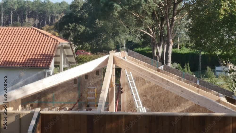 construction of a wooden house in time laps construction of a wooden house in time laps