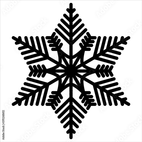 Snowflake icon. Christmas and winter theme. Simple flat black vector illustration on white background.