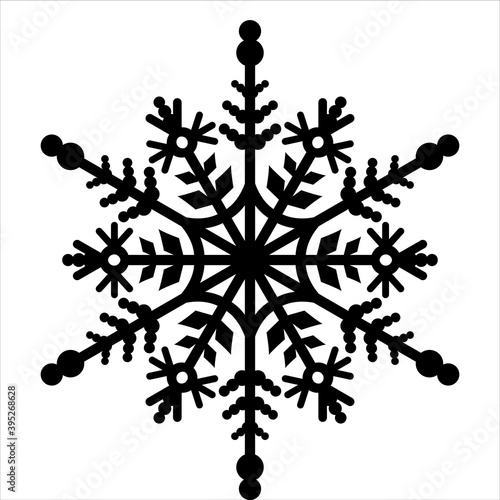 Snowflake icon. Christmas and winter theme. Simple flat black vector illustration on white background.