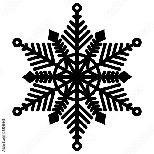 Snowflake icon. Christmas and winter theme. Simple flat black vector illustration on white background.