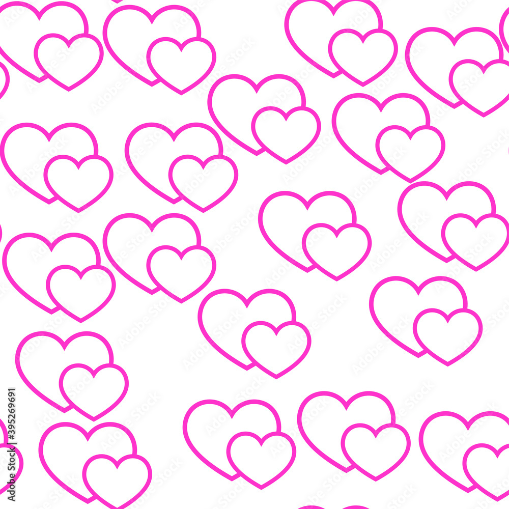White hearts on pink background. Seamless vector romantic love valentine pattern. For fabric, textile, design, cover, banner.