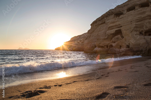 Sunset at Matala beach in Crete © Mili Vigerova