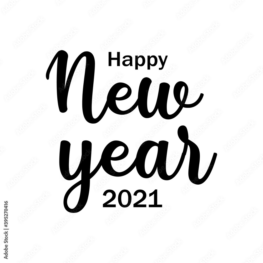 Happy New Year 2021 - lettering text. Vector illustration.