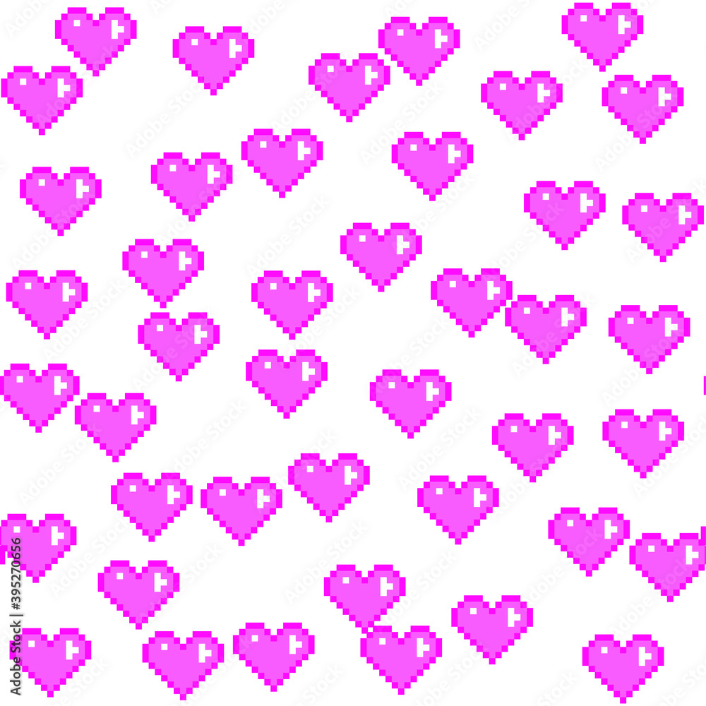 Seamless vector pixel pink hearts pattern. Love pixel art 10 eps. Valentine's day background for design, fabric, textile, cover, wrapping. Seamless vector pixel pink hearts pattern. Love pixel art 10 eps. Valentine's day background for design, fabric, textile, cover, wrapping.