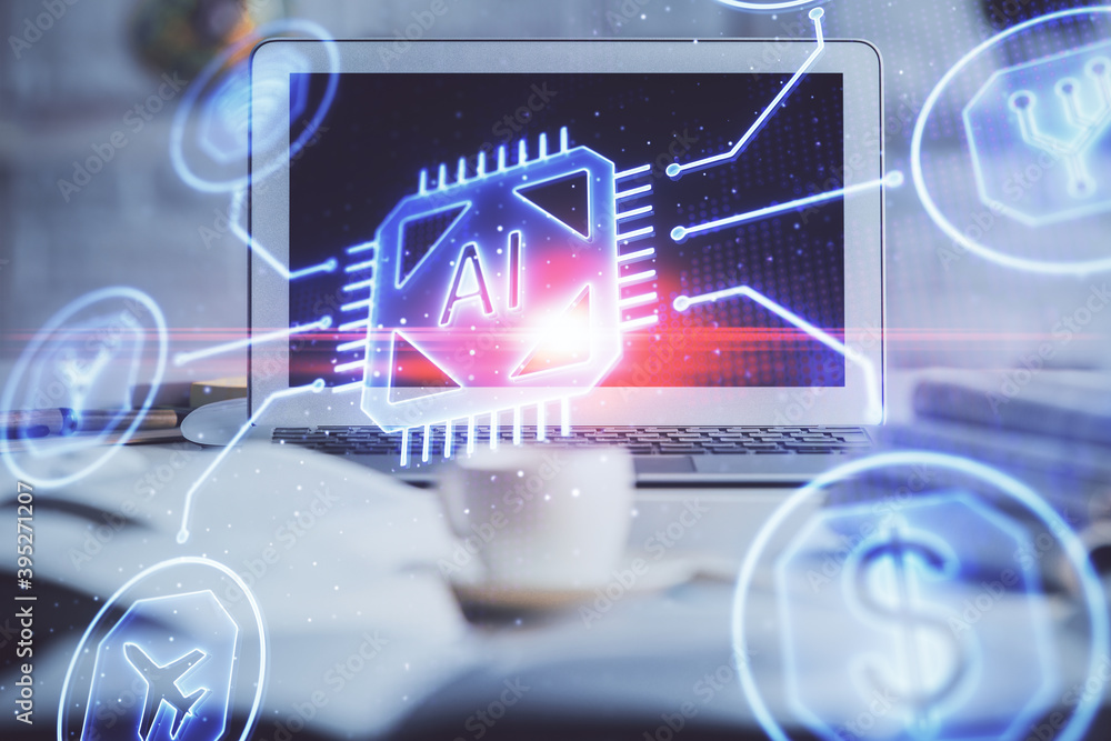 © peshkova - Multi exposure of desktop computer and technology theme hologram. Concept of software development. © peshkova - Multi exposure of desktop computer and technology theme hologram. Concept of software development.