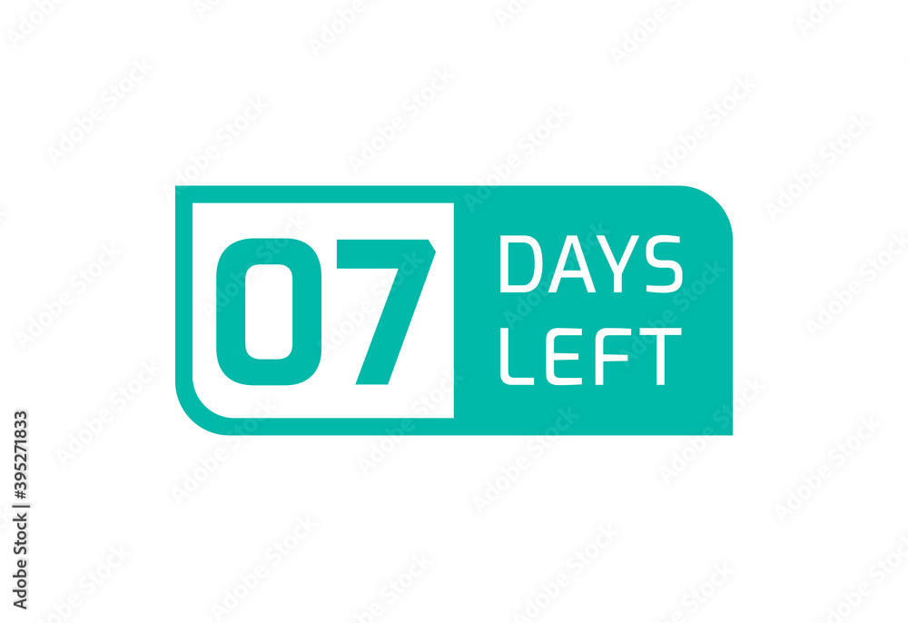 7 Days Left banner on white background, 7 Days Left to Go 7 Days Left banner on white background, 7 Days Left to Go
