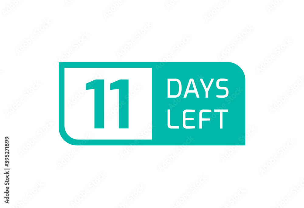 11 Days Left banner on white background, 11 Days Left to Go 11 Days Left banner on white background, 11 Days Left to Go