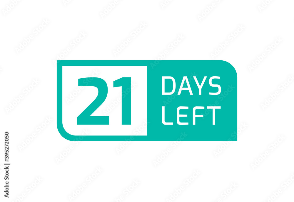 21 Days Left banner on white background, 21 Days Left to Go 21 Days Left banner on white background, 21 Days Left to Go
