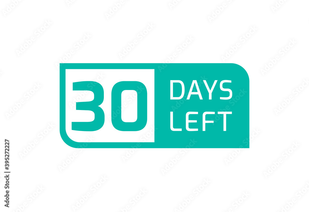 30 Days Left banner on white background, 30 Days Left to Go 30 Days Left banner on white background, 30 Days Left to Go