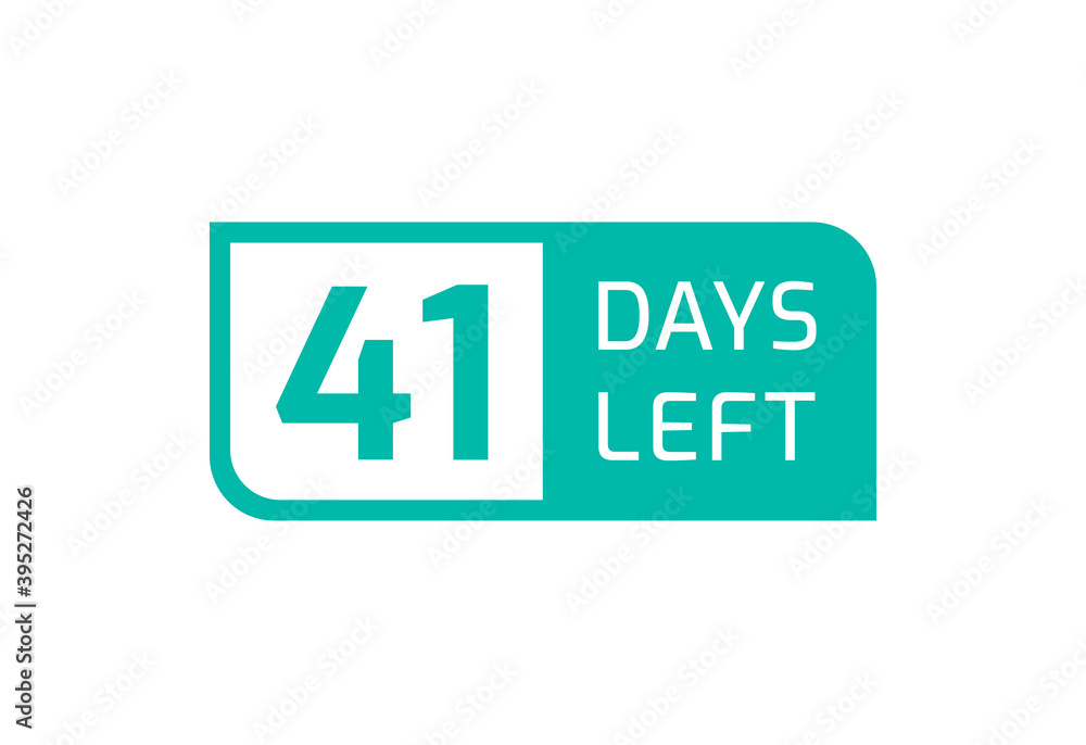 41 Days Left banner on white background, 41 Days Left to Go 41 Days Left banner on white background, 41 Days Left to Go