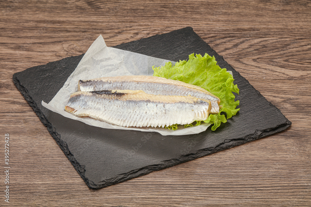 Herring fillet with salad leaves Herring fillet with salad leaves