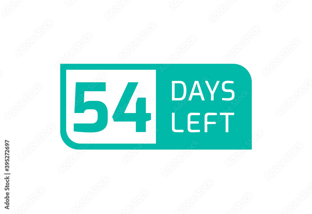 54 Days Left banner on white background, 54 Days Left to Go 54 Days Left banner on white background, 54 Days Left to Go