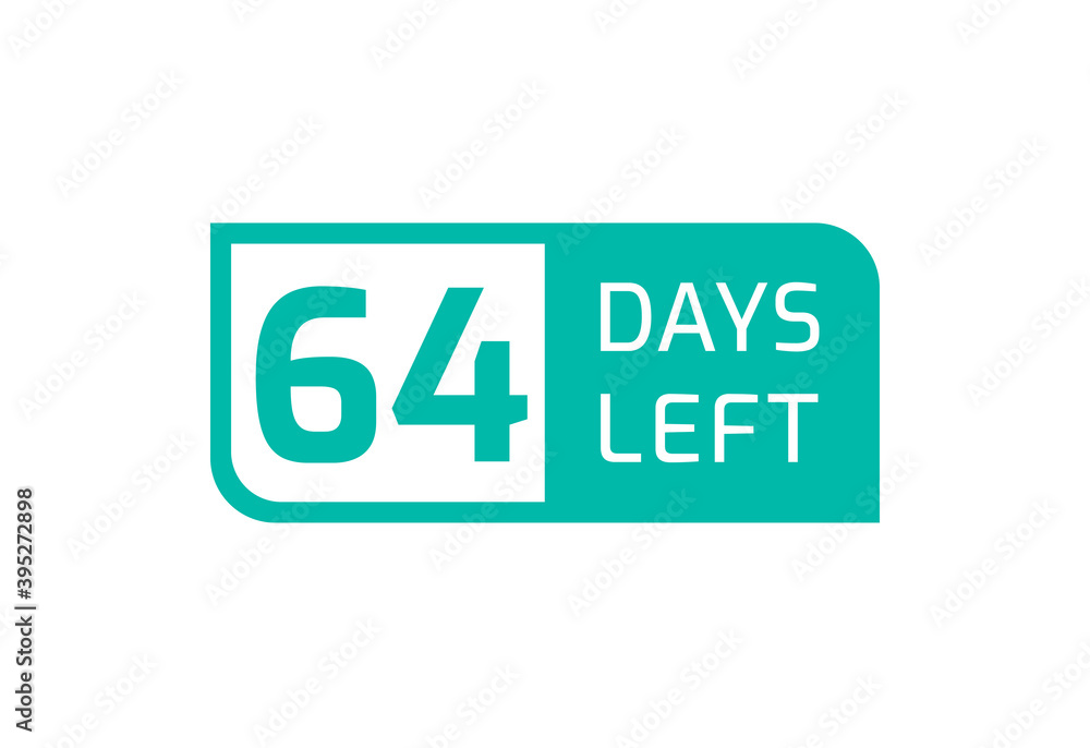 64 Days Left banner on white background, 64 Days Left to Go 64 Days Left banner on white background, 64 Days Left to Go