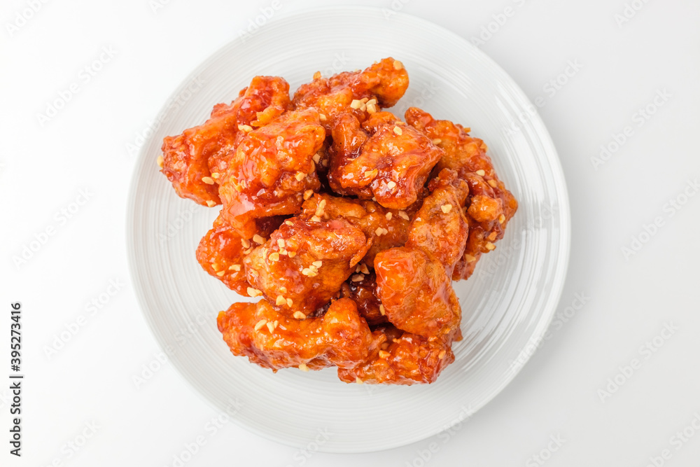 Fried chicken seasoning on white background Fried chicken seasoning on white background