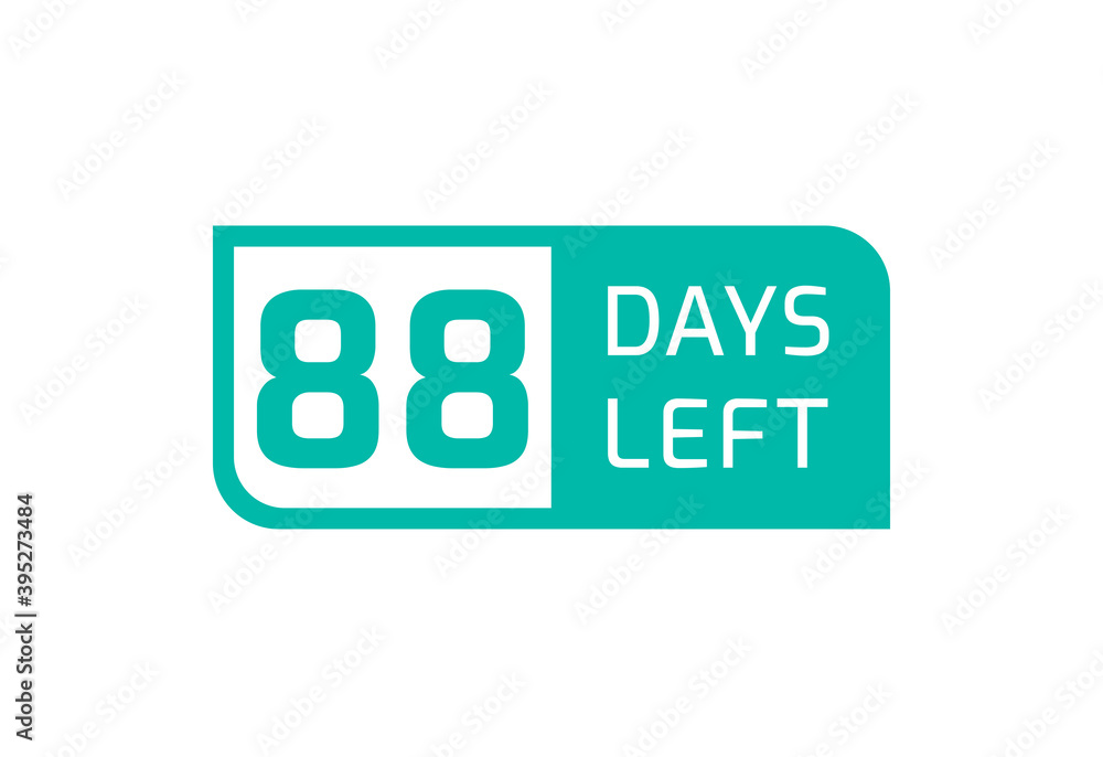 88 Days Left banner on white background, 88 Days Left to Go 88 Days Left banner on white background, 88 Days Left to Go