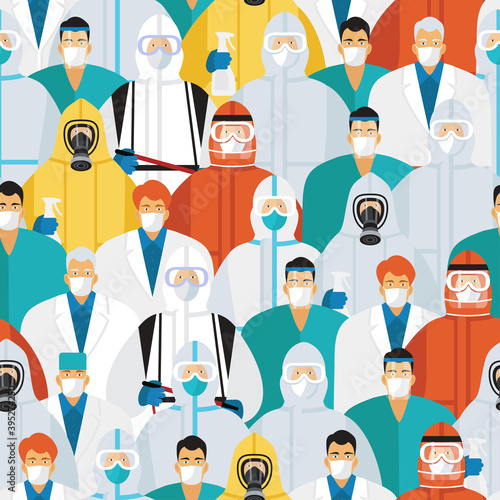 doctors and medics make a seamless pattern