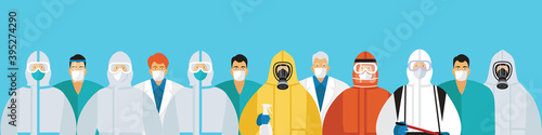 doctors and medics on a horizontal banner