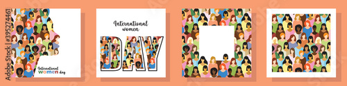 set of postcards for international women day
