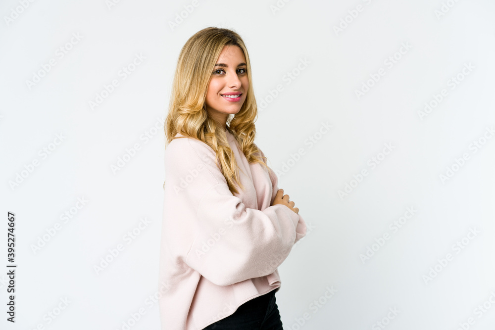 Young caucasian blonde woman happy, smiling and cheerful. Young caucasian blonde woman happy, smiling and cheerful.