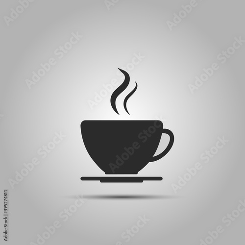 A cup of hot cafe coffee or caffeine drink flat vector icon for food apps and websites