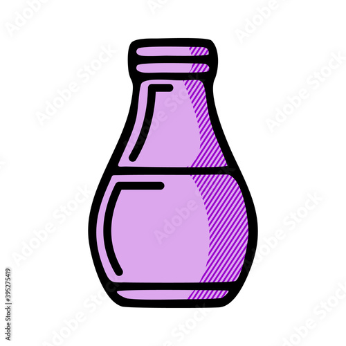 Black line icon for milk beverage bottle breakfast calcium energy