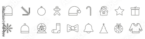 Christmas icons set on white background