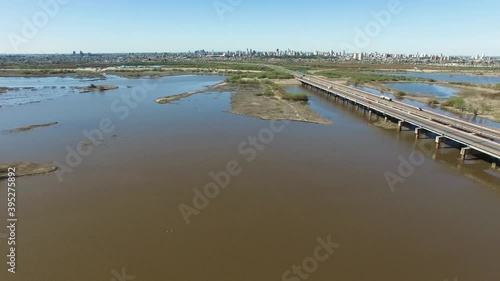 Wallpaper Mural Aerial View of Highway Bridge and Santa Fe City, Argentina in Skyline on Summer Day Torontodigital.ca