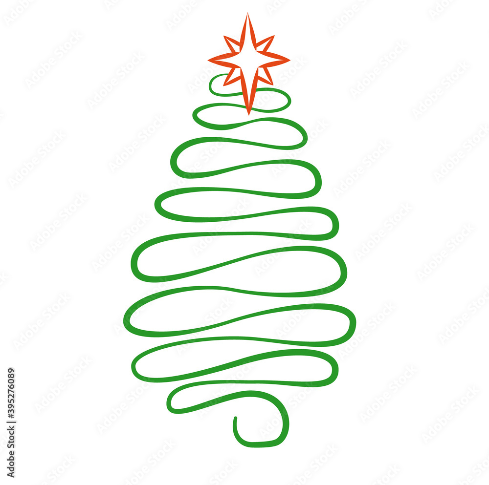 Green Christmas tree as a symbol of the New Year and the celebration of Merry Christmas. Vector color illustration. Suitable for decorating postcards, banners and others Green Christmas tree as a symbol of the New Year and the celebration of Merry Christmas. Vector color illustration. Suitable for decorating postcards, banners and others