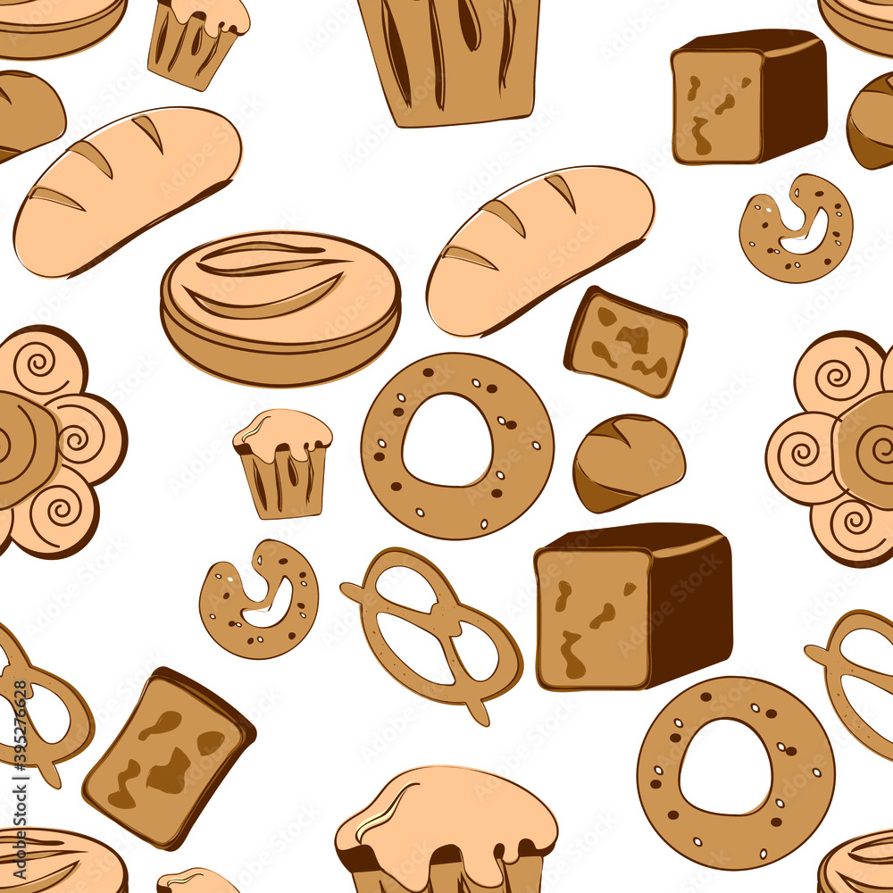 drawing bread and buns seamless pattern drawing bread and buns seamless pattern