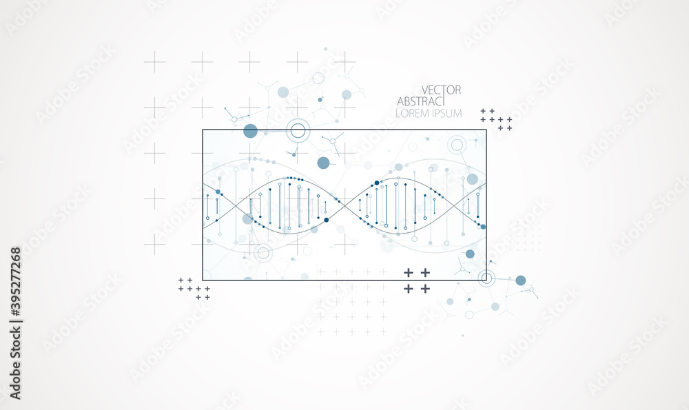 Art science template, wallpaper or banner with a DNA molecules.