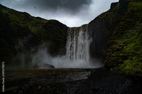 Skogafoss Waterfall in Iceland cloudy