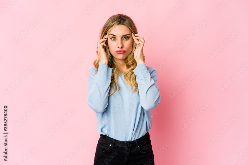 Young caucasian blonde woman forgetting something, slapping forehead with palm and closing eyes. Young caucasian blonde woman forgetting something, slapping forehead with palm and closing eyes.