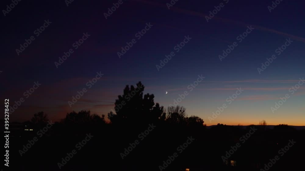 Sunset with moon (Hanover in Germany) Sunset with moon (Hanover in Germany)