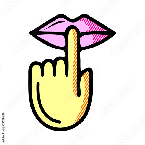 Keep silence and be quiet mouth lips and finger silent sign