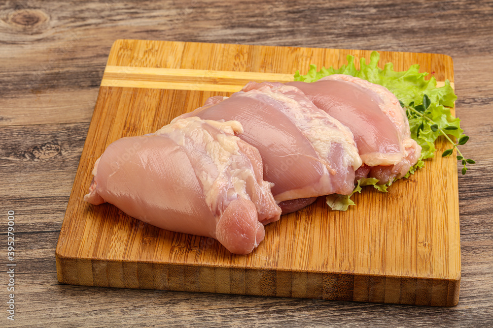 Raw chicken boneless and skinless leg Raw chicken boneless and skinless leg