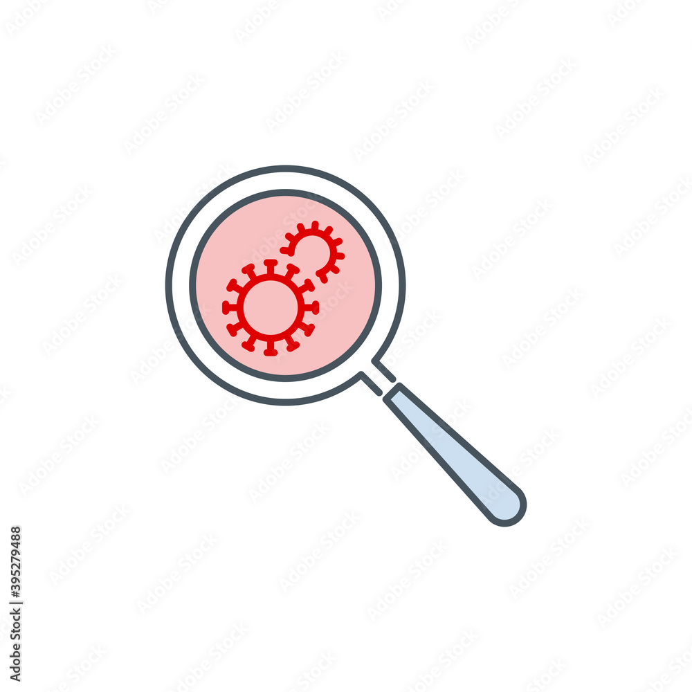 coronavirus study single line icon isolated on white background. Perfect outline symbol research vaccine Covid 19 pandemic banner. Quality design element magnifier glass with editable Stroke coronavirus study single line icon isolated on white background. Perfect outline symbol research vaccine Covid 19 pandemic banner. Quality design element magnifier glass with editable Stroke