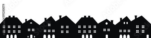 cityscape, vector icon, black silhouette on white background