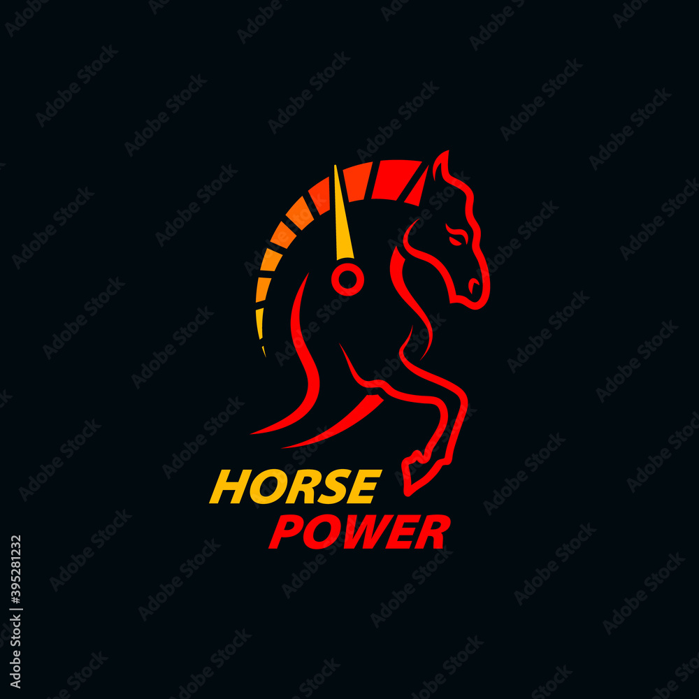 Horse power abstract logo, horse and speedometer concept. Horse power abstract logo, horse and speedometer concept.
