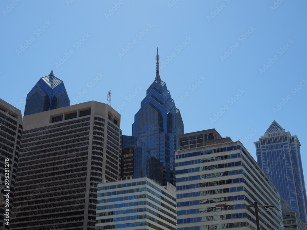 The Philadelphia skyline on a clear summer day.