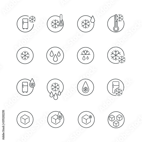 Vector image. Collection of different frozen icons.