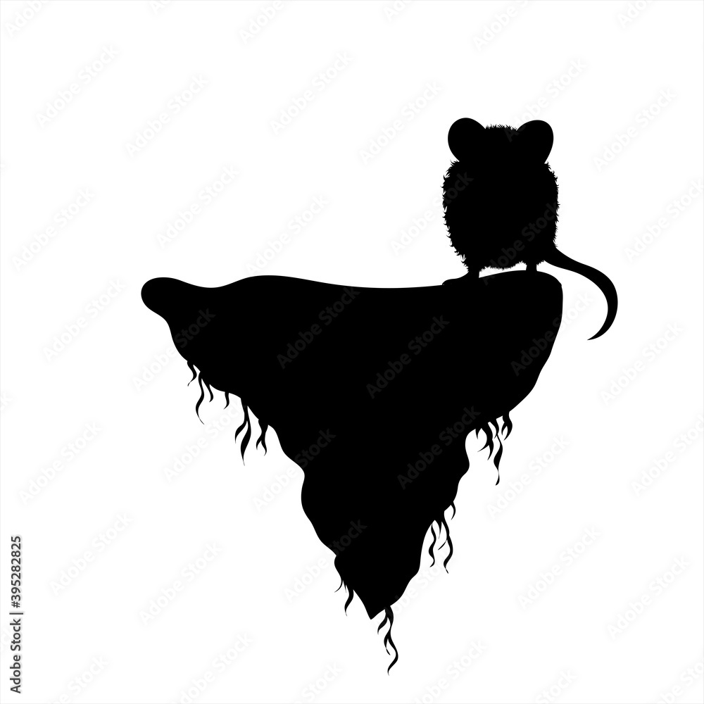 Φωτογραφία Vector silhouette of piece of land with rat on white background