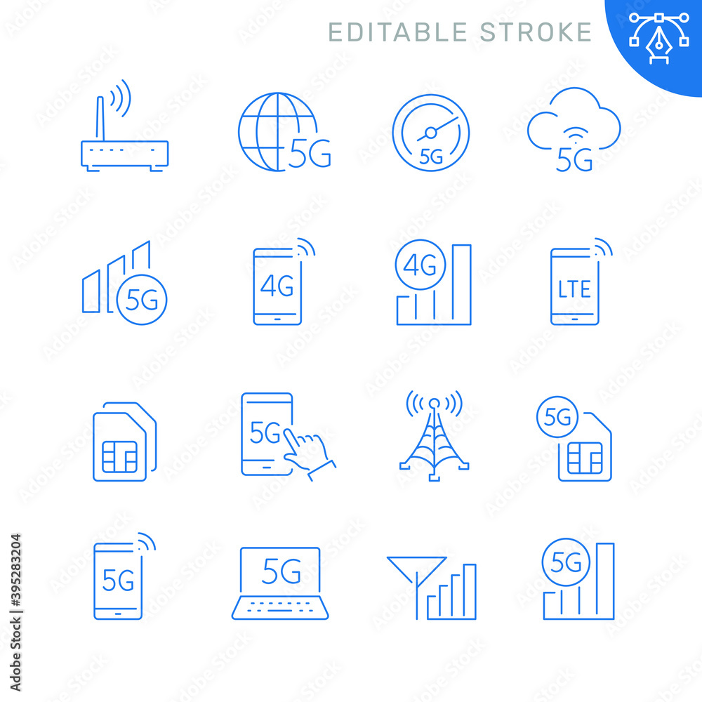 G networks related icons. Editable stroke. Thin vector icon set G networks related icons. Editable stroke. Thin vector icon set