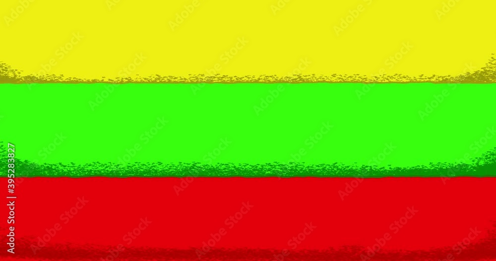 Endless background with the flag of Republic of Lithuania stylized as a child's drawing. Looped animation in cartoon or comic style for use as a template with blank space for text or title