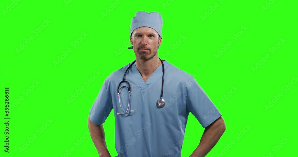 Caucasian male doctor on green screen background Caucasian male doctor on green screen background