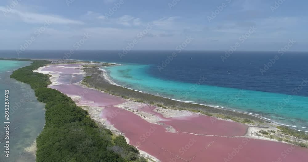 salt key Los Roques venezuela, drone aerial view pan rigth Salt Area Close To The Ocean Beach salt key Los Roques venezuela, drone aerial view pan rigth Salt Area Close To The Ocean Beach