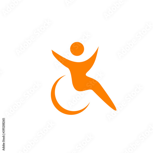 Dissability care logo design with people on wheel chair template